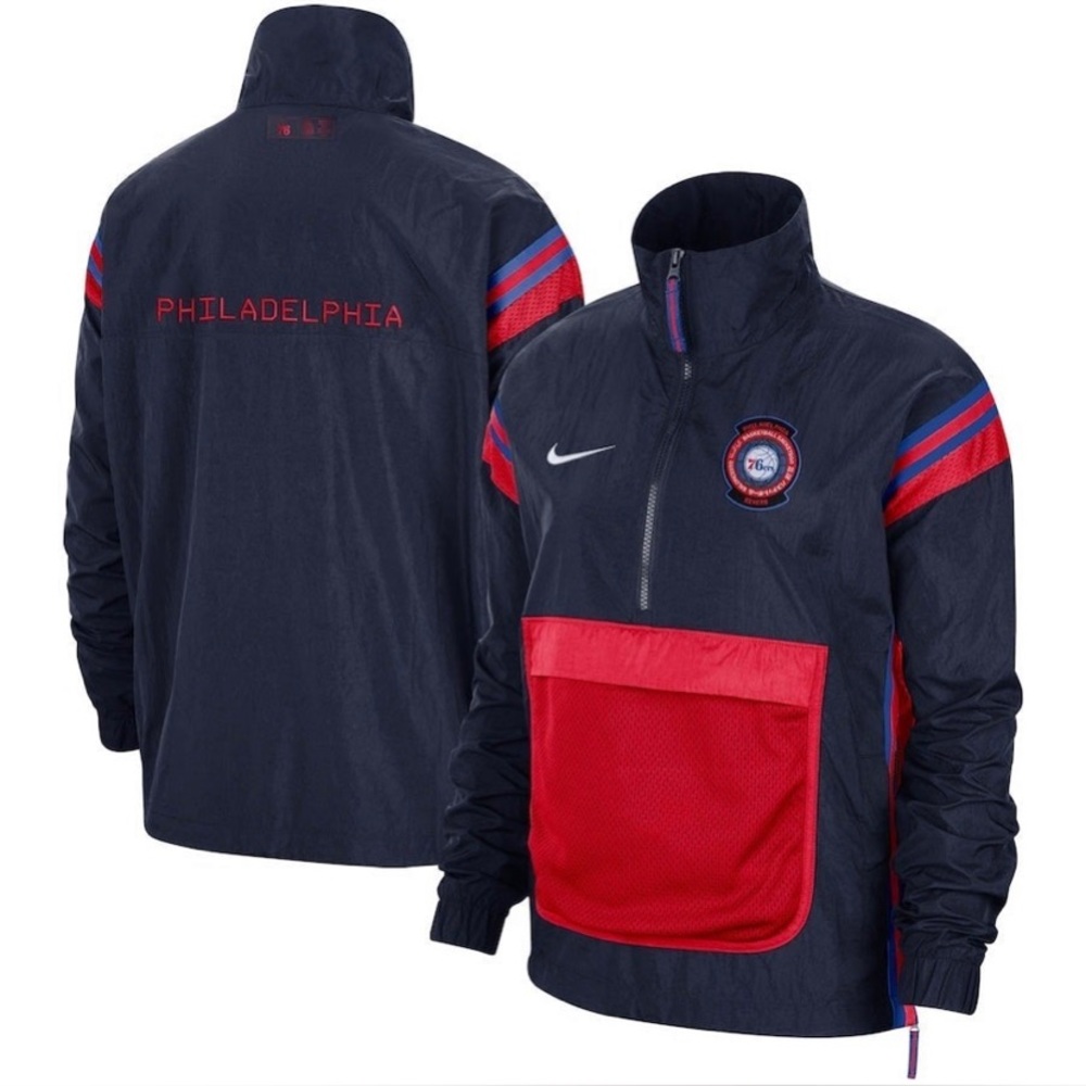 Women's Nike Navy/Blue Philadelphia 76ers Half-Zip Courtside Track Jacket small